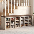 ITEFDTUTNE Shoe Rack Bench, 18 Cubbies Shoe Storage Bench with Cushion, 59" | Entryway Bench with Shoe Storage, Widened Organizer Cabinet for Entryway Hallway Bedroom Living Room, Holds Up to 400lbs