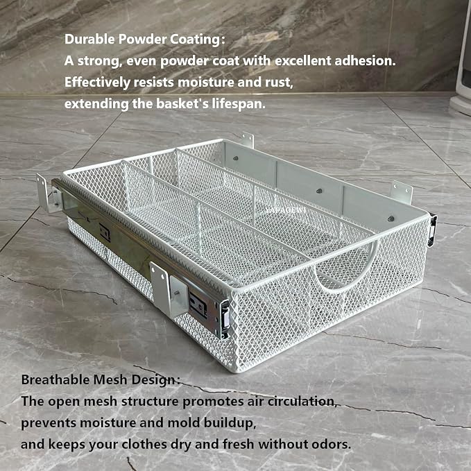 Pull Out Closet Drawer for Clothes | Sliding Wire Basket for Wardrobe Cabinets | Roll Out Storage Organizer | Side Mounting | for Home, Kitchen,Pantry