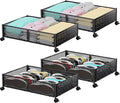 PHINOX Under Bed Storage, Under the Bed Storage Containers with Wheels, Under Bed Shoe Storage Organizer Drawer for Bedroom Clothes Shoes Blankets -4Pack