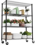 M MZG 2640LBS 53.1" W 4 Tiers Shelf Steel Storage Shelves Shelving Unit Steel Organizer Wire Rack for Home,Kitchen,Office,Garage Black 23.6" D x 53.1" W x 73.6" H