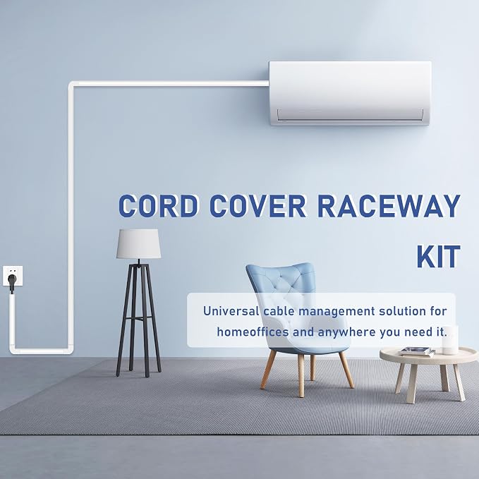 Cable Cover Wall - Cord Hiders for TV on Wall, 157 Inches Cable Cover Channel, White | 157" white cable cover wall kit hides TV cords with customizable raceways for clean wall-mounted setups