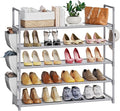 VILICK Shoe Rack for Closet Shoe Organizer Space Saver Storage for 20-25 Pair Shoe Shelf with Hook and Side Pocket Free Standing 5 Tier Shoe Rack Organizer for Entryway,Small Spaces, Grey