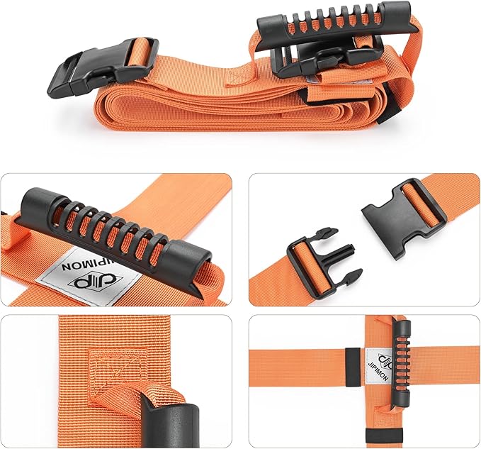 Box Carrying Strap with Handle Adjustable Belt Cross Style Carry Straps for Safely Moving and Lifting Heavy Boxes, Groceries, Luggage (Orange)