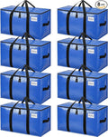BAGAIL Heavy Duty Moving Bags with Strong Handle, Extra Large Moving Boxes, Storage Tote for Clothes, College Moving Supplies(Blue, 8 Pack)