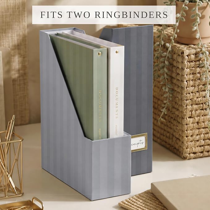 Beautiful Magazine Holder Set of 3 - Sturdy File Holder to Organize Your Desk or Shelves - The Perfect Office & Work Storage to Effortlessly Arrange Your Paperwork, Files, Magazines, Books or Binders