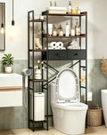 Over The Toilet Storage Rack, 7-Tier Over Toilet Bathroom Organizer with Adjustable Shelf, Above Toilet Storage with Hooks, Space-Saving, Brown Shelf