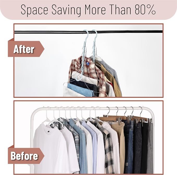Mr. Pen- Space Saving Hangers, 16 pcs, 360° Rotating Hooks | Magic Cascading Hanger Organizer with 5 Enclosed Slots, Closet Organizers and Storage for Clothes