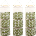 COVRA 3-Pack Wall Hanging Storage Bags – Over-the-Door Organizers with 3 Large Pockets (6.3" × 5.1"), Hanging Closet & Pantry Organizer for Bedroom, Bathroom, Dorm, and More (Green)