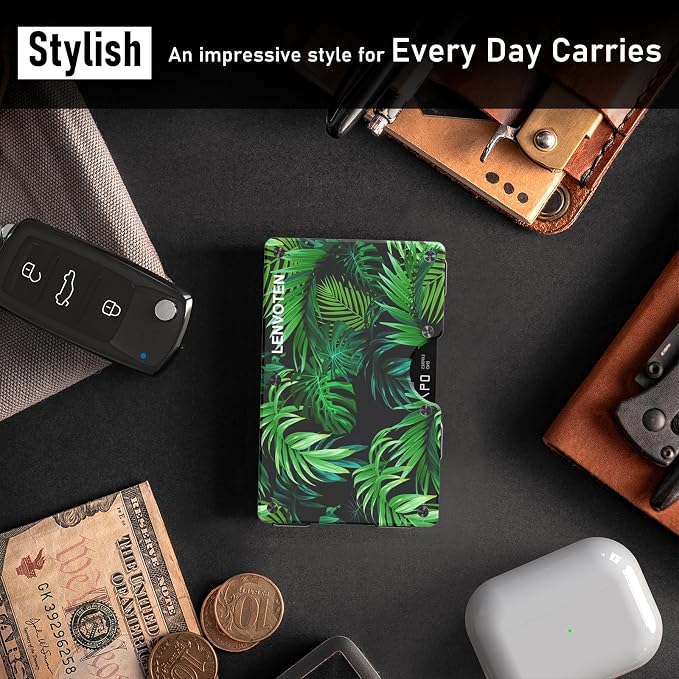 Lenvoten Upgraded Hinged Minimalist Wallet for Men | Slim Metal RFID Blocking Wallet | Credit Card Holder & Money Clip Holds 20 Cards | Premium Scratch-Resistant Finish | Ideal Gift for Men