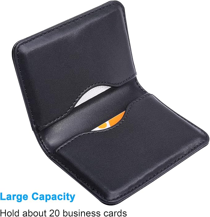 Wisdompro Business Card Holder, 2-Sided Folio Name Card Case | PU Leather Credit Card Holder Wallet with Magnetic Shut, Ultra Slim and Thin, for Business Cards & ID Cards, Men and Women