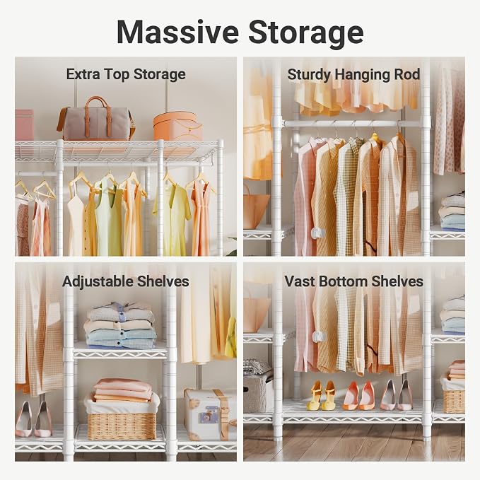 VIPEK V50 Closet Organizer System, Extra Large Heavy Duty Wardrobe Closet with Adjustable Shelves, Freestanding Clothing Rack for Bedroom, Walk-in Closet, Apartment, 1300 lbs Capacity, White