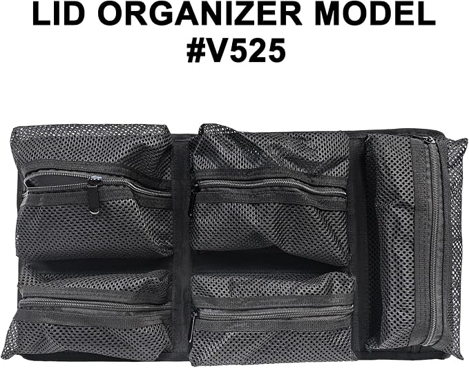 LAFENLIN UPGRADED Lid Organizer for Pelican Vault V525 Case, 5 Thick Mesh Pockets Storage Organizer,Fits Camera Cases,Diving Dry Boxes,Hard Cases & Toolboxes,Includes Hook and Loop,Durable(No Screws)