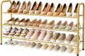 Hoctieon 3 Tier Mesh Style Shoe Rack, Entryway Shoe Shelf, Shoe Storage Organizer, Shoe Rack for Closet, Space Save for Bathroom, Garage, Hallway, Bedroom, Living Room, Gold