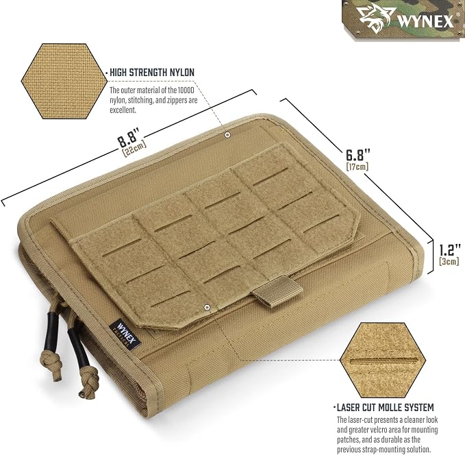 WYNEX Tactical Molle Admin Pouch, Laser-Cut, EDC Organizer Tool Pouch | Utility Organizer EDC Medical Bag, EDC Pocket Modular Pouch, Tactical Accessories EDC Pouch, Include U.S Patch
