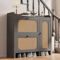 Mericonia Shoe Cabinet Storage for Entryway with 2 Flip Drawers(3-Tier), Rattan Freestanding with Door & 3 Adjustable Shelve,Hidden Shoe Rack Organizer for Hallway, Foyer