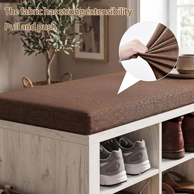 Shoe Storage Bench with Cushion Shoe Rack for Entryway 16 Cubby Multifunctional Organizer Bench Entryway with Soft Sponge Cushion for Hallway Living Room Bedroom (White & Brown)