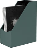 UnionBasic Magazine File Holder, Leatherette Desktop Document Organizer, Home Office Paper Holder File Storage Literature Sorter, Dark Ivy