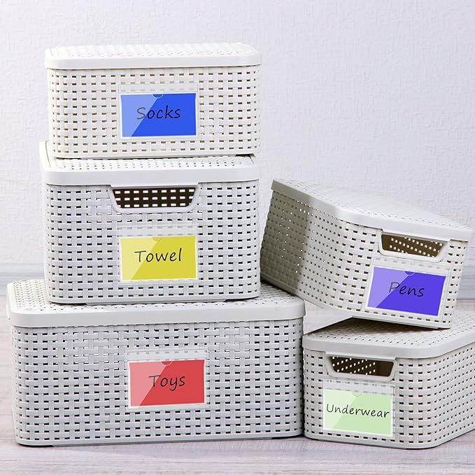 Chinco 30 Pcs Self Adhesive Pockets, Bin Labels for Storage Bins, Clear Pocket Label Sleeves, Plastic Index Card Holder with Top Open for Organizing Bins Box Drawer(3 x 5 Inches)