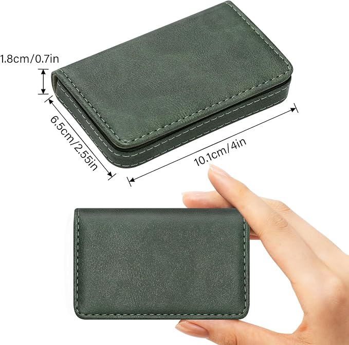 RFID Blocking Wallet - Minimalist Leather Business Credit Card Holder (12-Green)