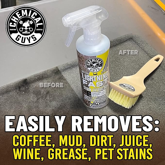 Chemical Guys Carpet & Upholstery Stain & Spot Remover and Ceramic Protectant Bundle with (1) 16 oz Lightning Fast Stain Extractor and (1) 16 oz HydroThread Ceramic Protectant