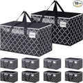 Extra Large Moving Bags, Heavy-Duty Storage Totes with Zipper Top and Sturdy Handles, Moving Supplies for Space Saving and Packing, Collapsible Storage Bags, Black & Gray, 100L, 10-Pack