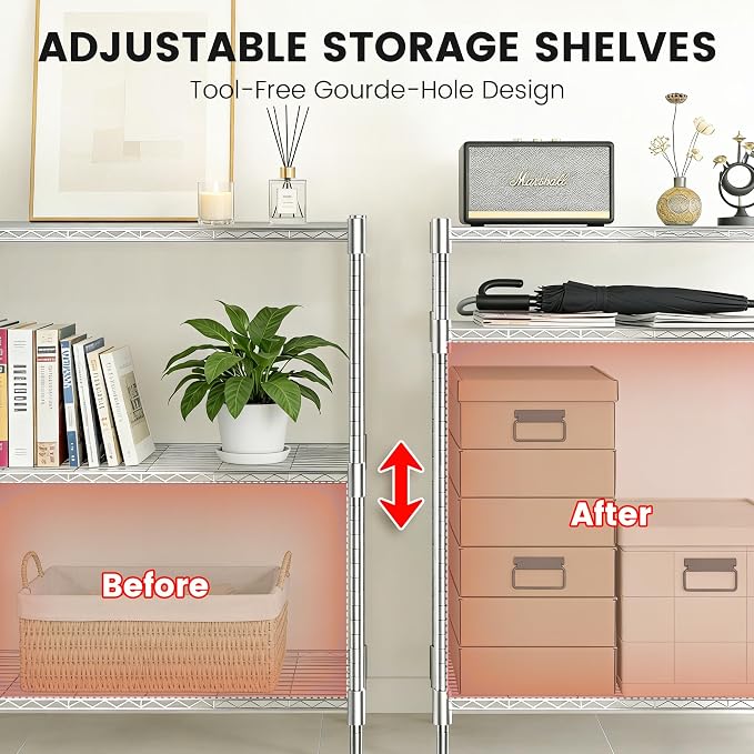 Xcity Storage Shelves, 3 Tier Heavy Duty Metal Shelving Unit, 1200 LBS Adjustable Steel Wire Shelf for Commercial, Pantry, Kitchen, Garage, 14" D x 36" W x 36" H, Chrome