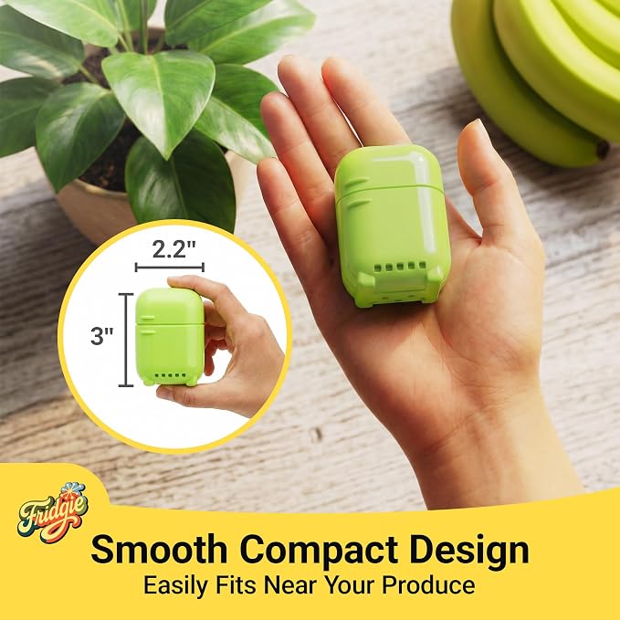 Fridgie Produce Saver, Ethylene Gas Absorber, Fresh Vegetable Saver - Green | 4 refill packets, up to 12 months, slows ripening, cuts food waste, crisper drawer, keeps lettuce, berries, herbs crisp