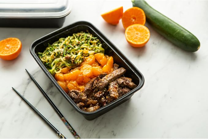 GoodCook Meal Prep Rectangle Single Compartment 30 units, Black, BPA Free (Pack of 2)