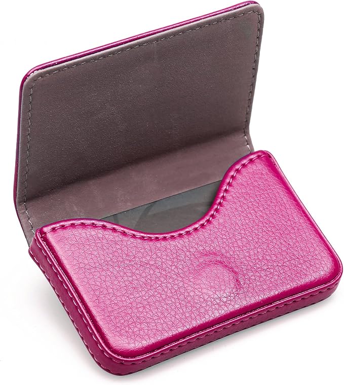RFID Blocking Wallet - Minimalist Leather Business Credit Card Holder - Rose