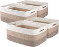 OIASKET Large Storage Basket for Organizing, Woven Rope Basket for Shelves, Closet Organizer Bins for Clothes, Blanket, Toys, Baby Nursery Storage, 17.7" x 13" x 7.87", 4 Packs Gradient Yellow