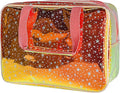 Holographic Brown Clear Star Large Cosmetic Bag and TPU Travel Pouch with Handle,Durable Material,Zipper Design-Ideal for Makeup,Travel Essentials 11.81x5.12x8.27inch (Brown)