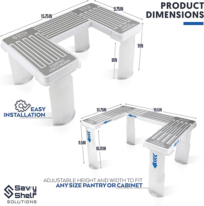 Savvy Shelf Adjustable Pantry & Can Storage Organizer - Kitchen Cabinet - Pantry Organization & Storage Can Organizer for Cupboard