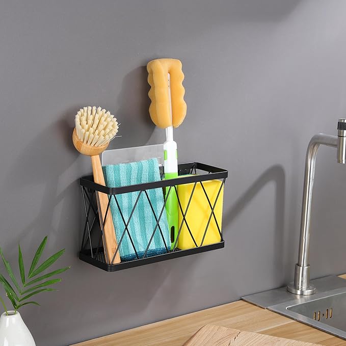 YIGII Adhesive Cabinet Door Organizer with Tumbler Lid Organizer, Wall Mounted Lid Organizers Inside Cabinet for Tupperware Storage, Slim Space Kitchen Basket for Pantry, Under Sink