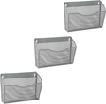EASEPRES 3 Single Pocket Mesh Hanging File Organizer, Vertical Wall Mounted Magazine File Holder, Mount Basket Mail Paper Document Folder Organizing for Office, Home and School, Gray