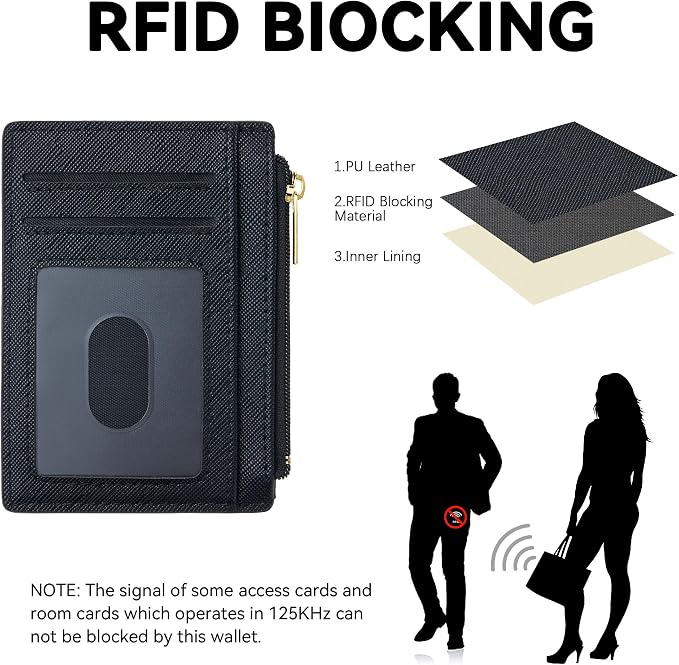 Tipmile Mens RFID Wallet, Small Slim Business Credit Card Holder, Mens Gift | Mini Tiny Cute ID Case, Minimalist Zipper Pocket Wallet, Thin Coin Purse, Mothers Gift