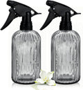 Glass Handheld Spray Bottle, 13.5oz Refillable Plant Mister Bottle 2 Pack, Water Spray Bottle with Adjustable Mist Nozzle for Outdoor Gardening, Indoor Flowers, Cleaning, Hair & Pets Care (Grey)