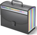 TOPCJ Accordion File Organizer,Expanding File Folder Portable Filing Folders,13 Pockets File Box with Handle for Documents,Special Design for Carrying,A4/Letter Size,Colored Tabs