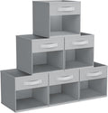 DIMJ Storage Cubes, 11x 11 inch Cube Storage Bin, 6 Pack Closet organizers and storage Bins with Window, Collapsible Baskets with Handle for Shelves, Clothes, Toys, Books (Grey)