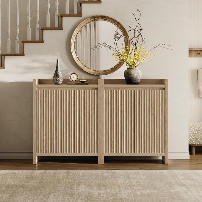 SICOTAS Fluted Shoe Storage Cabinet for Entryway with Adjustable Shelves | 6-Tier Shoe Rack 24-Pair Shoes Organizer