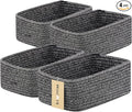 MiniArk Small Storage Baskets for Organizing | Closet Organizer Bins | Shelf Toy Basket | Woven Rope Baskets | Cube Decorative Box | Shallow Basket | 11.5x7.5x4.7” | 4 Packs Dark Gray