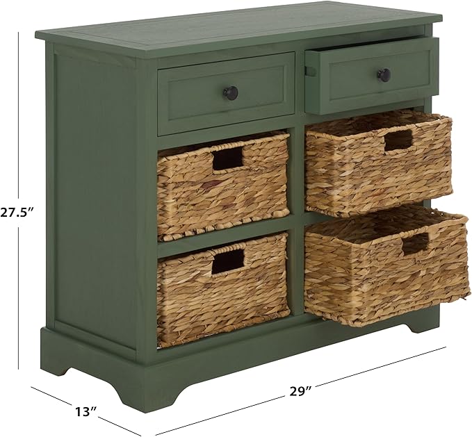 SAFAVIEH Home Collection – Herman Storage Unit, 2-Drawer 4-Basket Mixed-Material Organizer, Fully Assembled (AMH5702L)