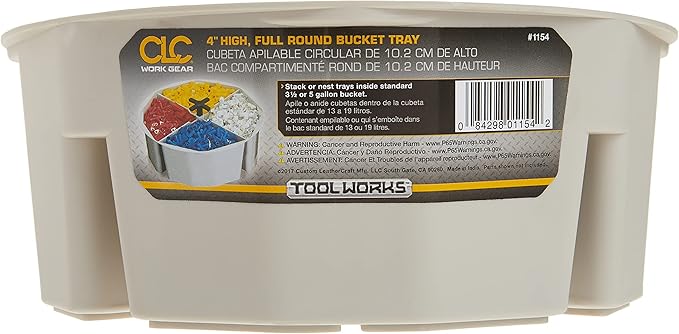Custom Leathercraft1154 4-Inch High, Full-Round Bucket Tray,Cream White (Pack of 12)