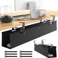Under Desk Cable Management Tray, No Drill 36" Cord Organizer with Cable Loop, Upgraded Oxford Fabric Wire Management for Office, Home - No Damage to Table