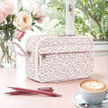 WOBAGMEN Quilted Pencil Pouch, Pink Floral, Girls Women | Large, Compartments, Cute Aesthetic, Organizer, School Supplies