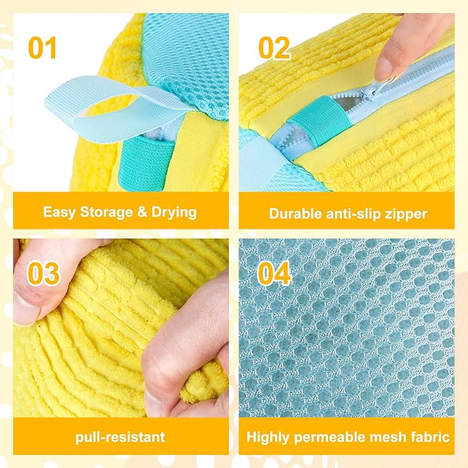 Shoe Washing Machine Bag – Reusable Laundry Shoe Bag for Sneakers, Running Shoes & White Shoes, Helps Protect Against Deformation, Scratches & Washer Damage(Yellow 2pcs)