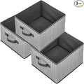 Storage Baskets, 11-Inch Woven Fabric Bins, Storage Cubes with Reinforced Handles, Organizer Bins for Closet Shelves, Foldable, for Toys, Clothes (3PCS/Grey-11*11*7.8inch)