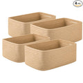 OIASKET 4 Pack Small Storage Shelf Baskets for Organizing, Mini Woven Rope Storage Bins for Towels, Cute Decorative Closet Organizer，Baby Nursery, Gift Empty Baskets -11.81''Lx7.87''Wx4.72''H-Jute