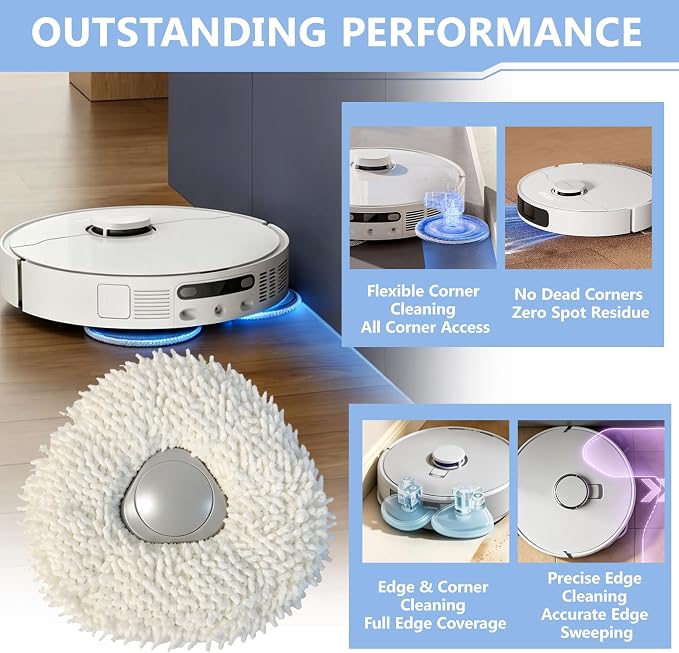 2 Pcs Mop Pad Holders and 6 Pcs Mop Pads | Compatible with Narwal Freo,Freo Pro,Freo X Ultra,Freo Z Ultra,Freo Z10 | Washable Reusable Microfiber Household Robot Vacuum Mop Replacement Parts
