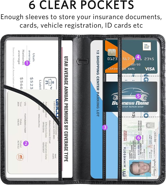 CoBak Car Registration and Insurance Holder | Vehicle Glove Box Organizer, Auto Truck Compartment Document Case with Magnetic Closure for Insurance & Driver License