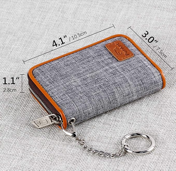 FurArt Zipper Wallet Women, RFID Blocking Credit Card Wallet, Business Card Holder, Compact Size KeyChain Wallet